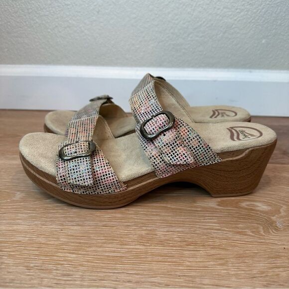 NWOT Dansko Sophie Leather Colorful Metallic Double Strap Sandals - Picture 4 of 12
